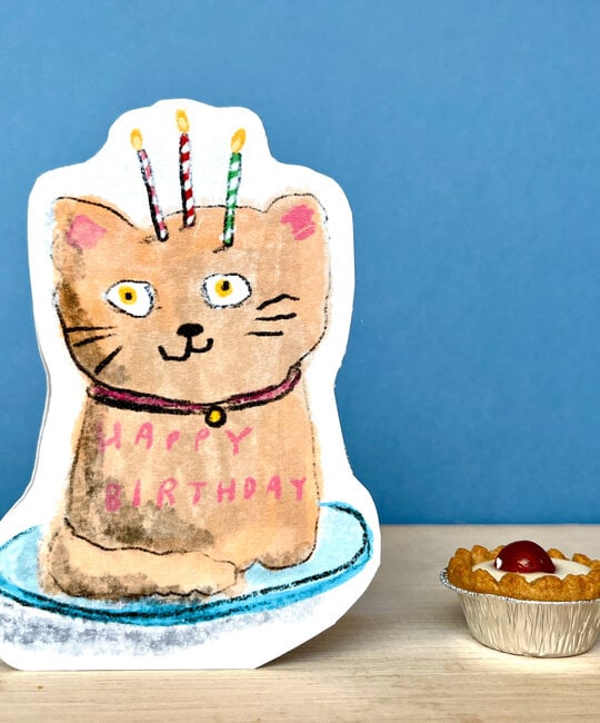 LASGCBI0010 - Cat Cake Die-Cut Birthday Card