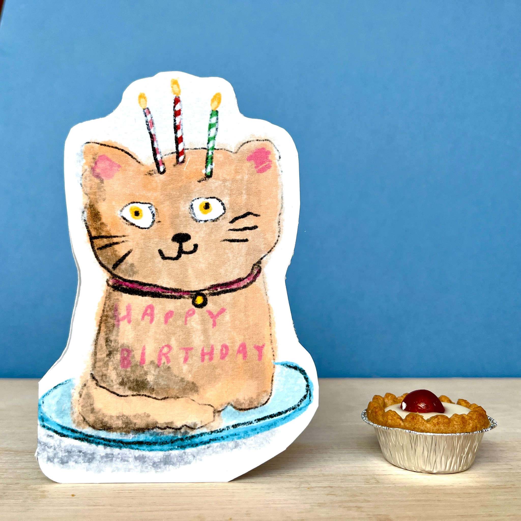 LASGCBI0010 - Cat Cake Die-Cut Birthday Card