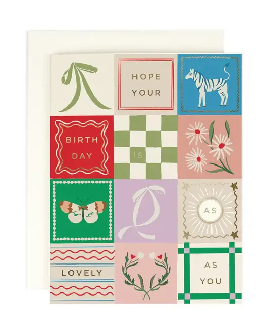 Amy Heitman Illustration - AHI AHIGCBI0034 - Lovely As You Patchwork Birthday Card