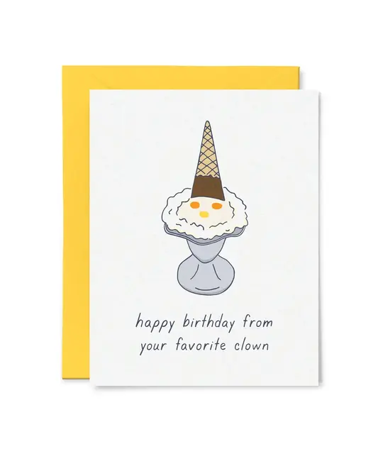 Tiny Hooray - TIH (formerly Little Goat, LG) TIHGCBI0041 - Favorite Clown Conehead Ice Cream Sundae Birthday Card