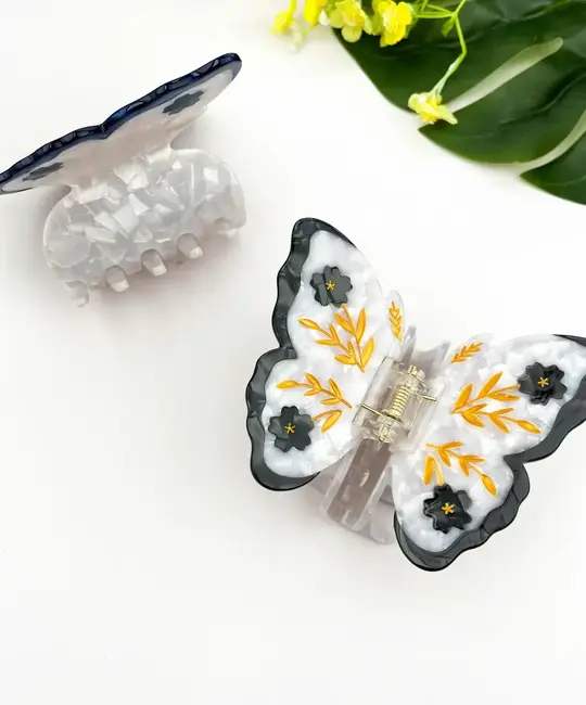 TheDivaSoap - TDSO TDSO ACHA - Floral Butterfly Blue Claw Hair Clip