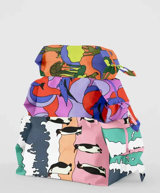 Baggu - BA BA BAG - 3D Zip Pouch Set, Vacation Animals