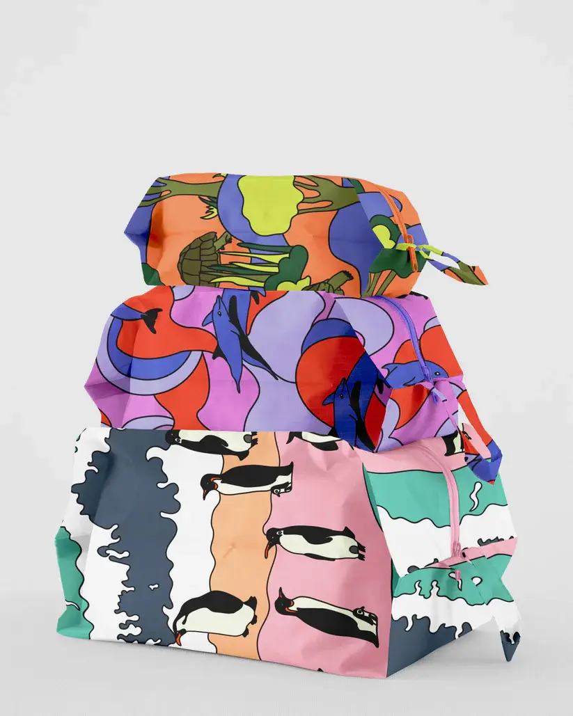 Baggu - BA BA BAG - 3D Zip Pouch Set, Vacation Animals
