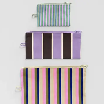Baggu - BA BA BAG - Flat Pouch Set, Candy Shop Stripes