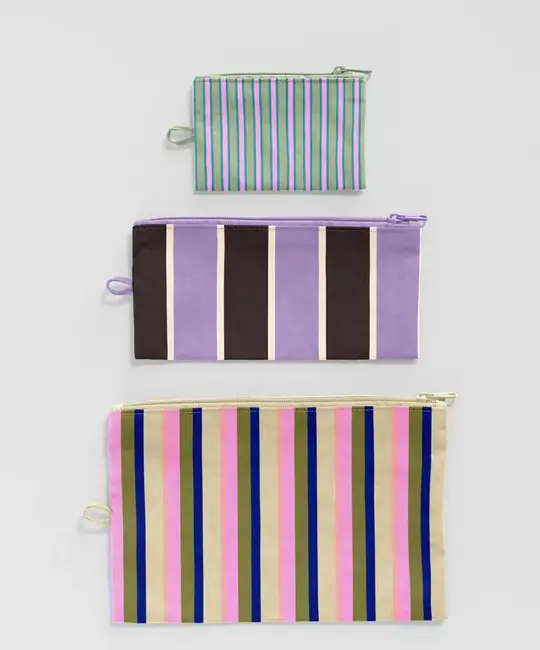 Baggu - BA BA BAG - Flat Pouch Set, Candy Shop Stripes