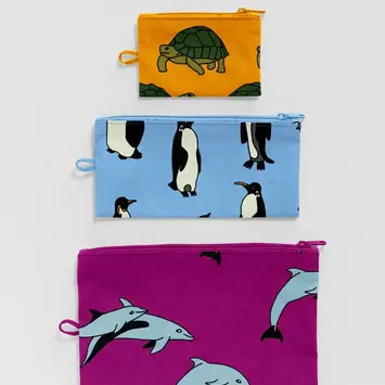 Baggu - BA BA BAG - Flat Pouch Set, Vacation Animals