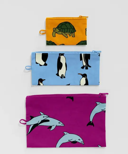 Baggu - BA BA BAG - Flat Pouch Set, Vacation Animals
