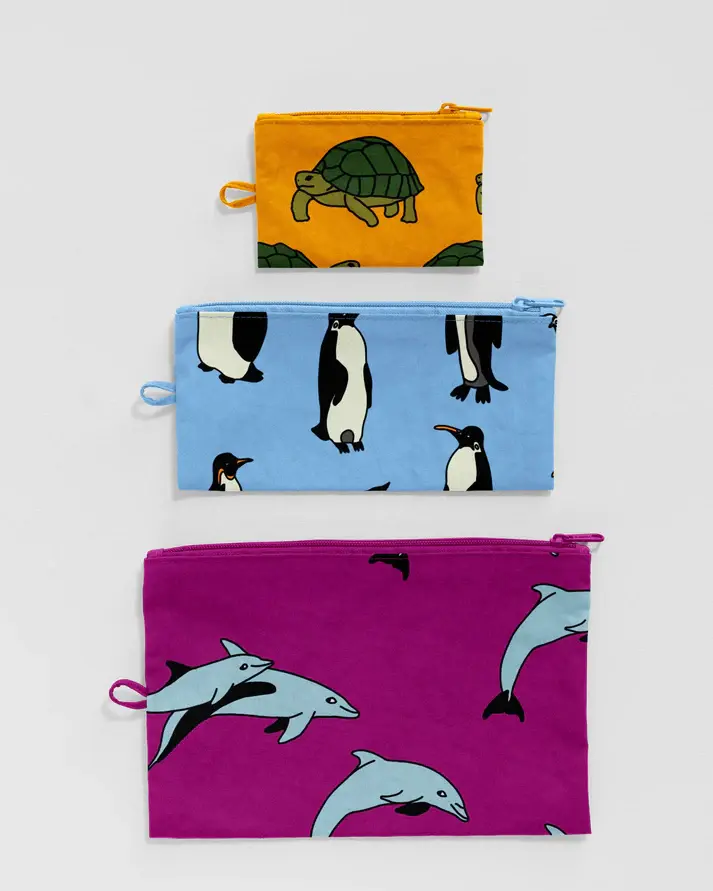 Baggu - BA BA BAG - Flat Pouch Set, Vacation Animals