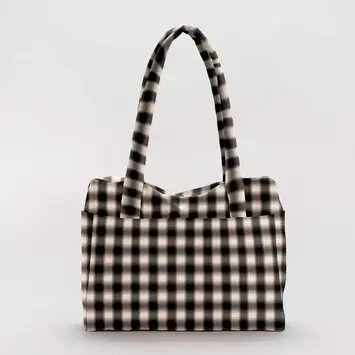 Baggu - BA BA BAG - Small Cloud Carry-On Bag, Blurred Gingham Brown