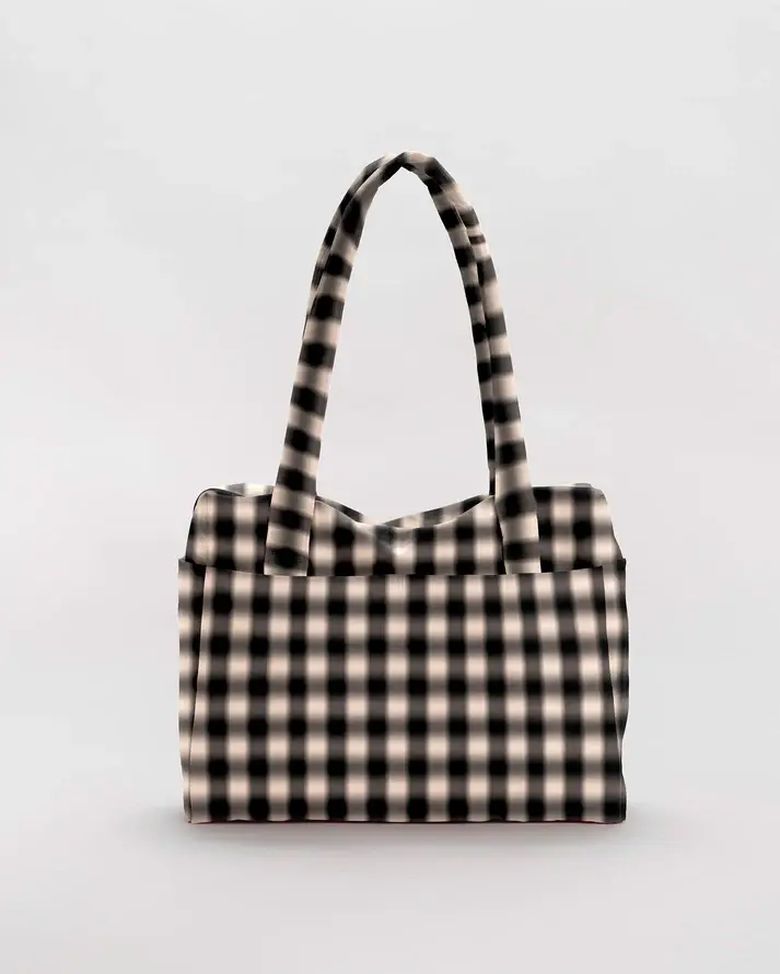 Baggu - BA BA BAG - Small Cloud Carry-On Bag, Blurred Gingham Brown