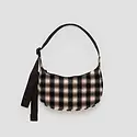 Baggu - BA BA BAG - Small Nylon Crescent Bag, Blurred Gingham Brown