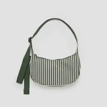 Baggu - BA BA BAG - Small Nylon Crescent Bag, Sage Stripe