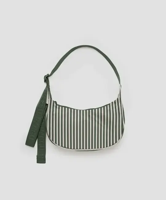 Baggu - BA BA BAG - Small Nylon Crescent Bag, Sage Stripe