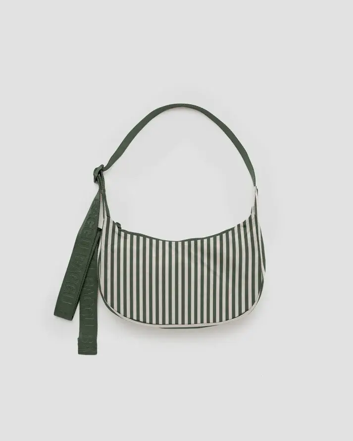Baggu - BA BA BAG - Small Nylon Crescent Bag, Sage Stripe