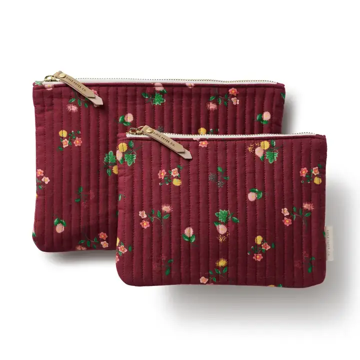 Rifle Paper Co - RP RP BAG - Ditsy Dahlia Quilted Zippered Pouch Set
