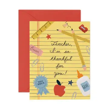 Rifle Paper Co - RP RPGCMI0049 - Thankful for Teacher Schoolhouse Card