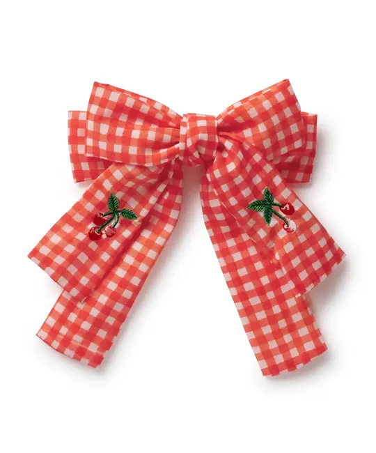 Rifle Paper Co - RP RP ACHA - Gingham Cherries Embroidered Hair Bow Clip