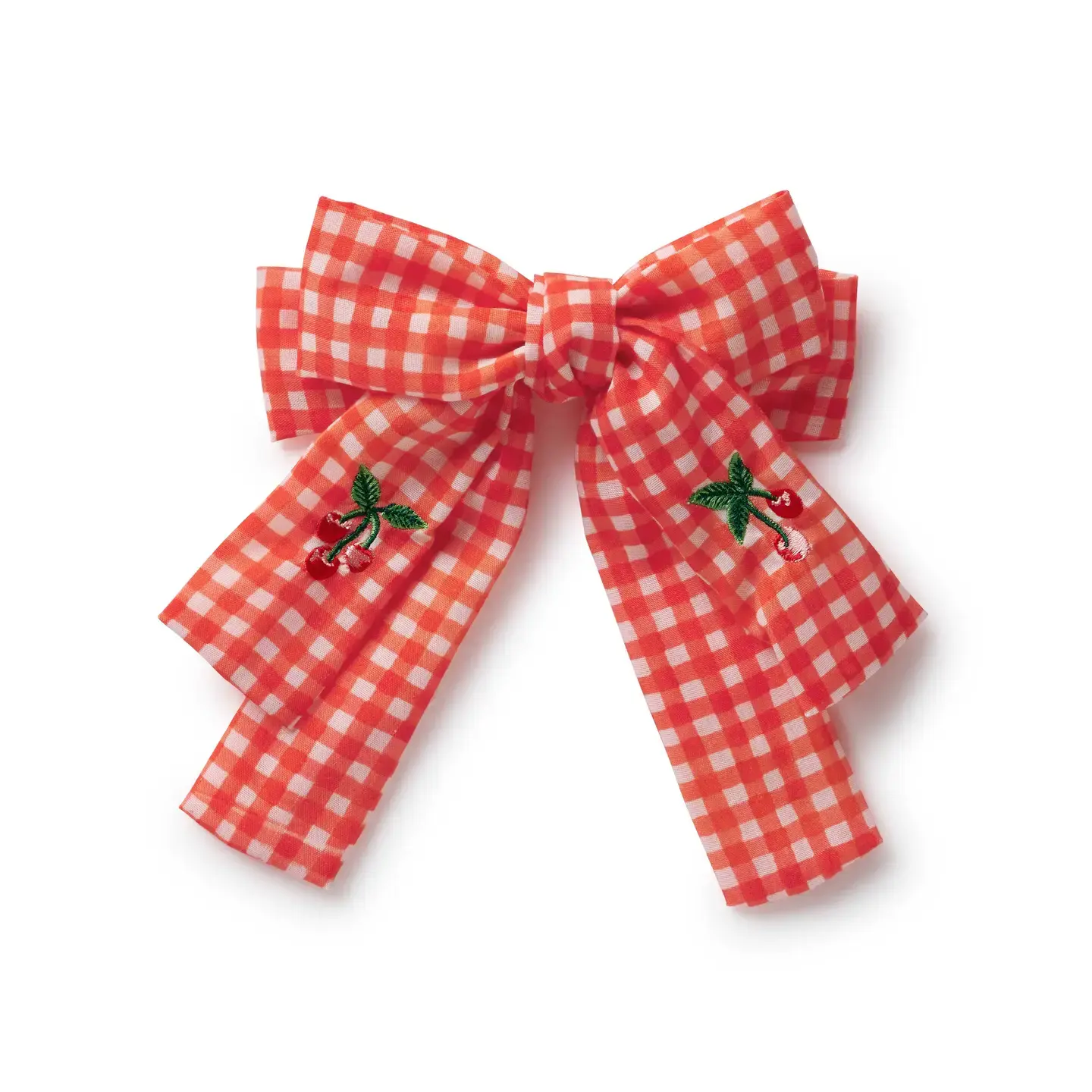 Rifle Paper Co - RP RP ACHA - Gingham Cherries Embroidered Hair Bow Clip