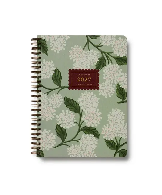 Rifle Paper Co - RP RP AG12- 2027 Sage Hydrangea Softcover Spiral Planner (January Start Agenda)