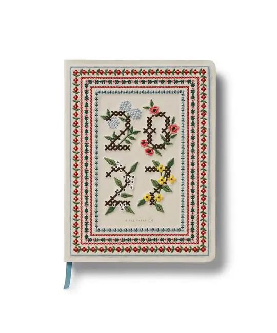 Rifle Paper Co - RP RP AG12- 2027 Heritage Sampler Embroidered Bookbound Planner (January Start Agenda)