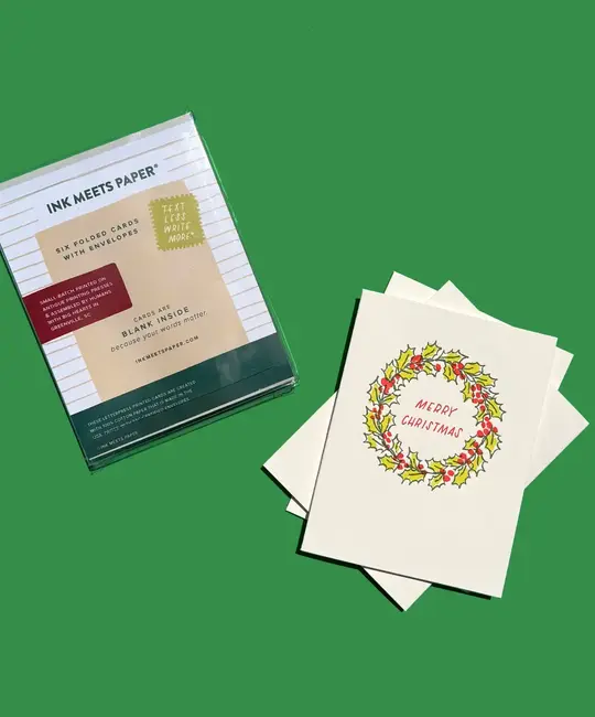 Ink Meets Paper - IMP IMP NSHO - Christmas Holly Wreath Holiday Boxed Note Set of 6