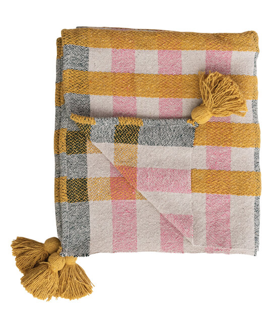 Creative Co-Op - CCO CCO HG - Plaid Woven Cotton Jacquard Throw Blanket with Tassels
