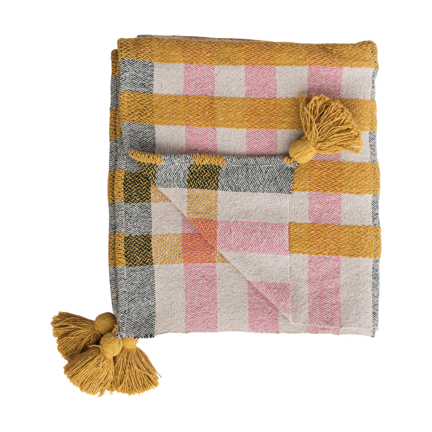 Creative Co-Op - CCO CCO HG - Plaid Woven Cotton Jacquard Throw Blanket with Tassels