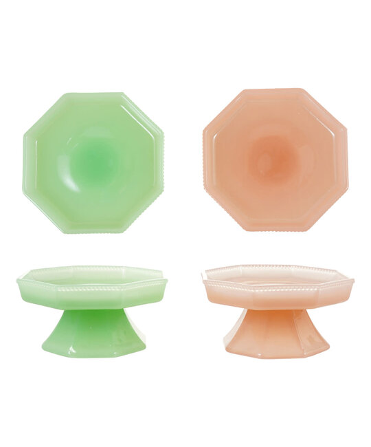 Creative Co-Op - CCO CCO HG - Pressed Milk Glass Octagon Footed Pedestal (Green or Pink)