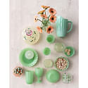 Creative Co-Op - CCO CCO HG - Pressed Milk Glass Octagon Footed Pedestal (Green or Pink)