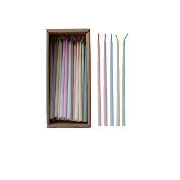 Creative Co-Op - CCO CCO PSPC - Colored Wick Party Candle, Box of 48 (1/4" x 5" tall)