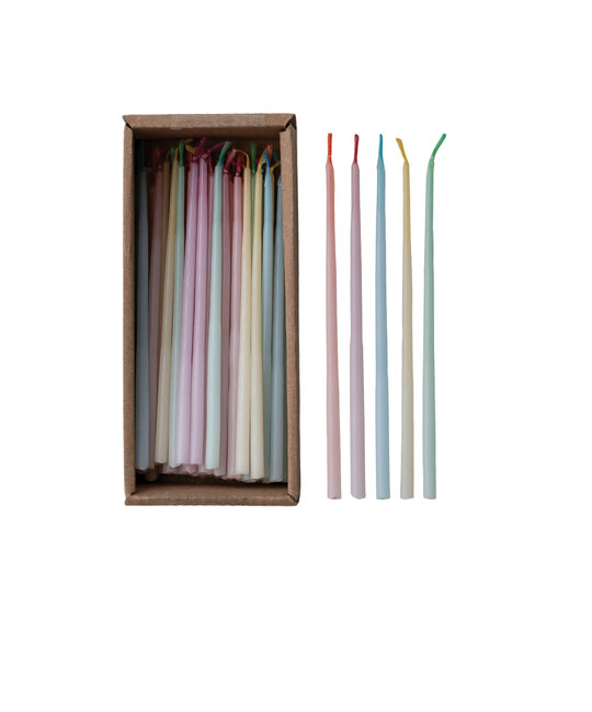 Creative Co-Op - CCO CCO PSPC - Colored Wick Party Candle, Box of 48 (1/4" x 5" tall)