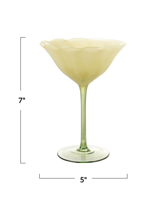 Creative Co-Op - CCO CCO HG - Yellow Flower Shaped Champagne Coupe Glass (68oz)