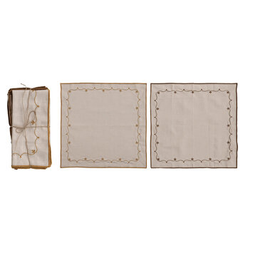 Creative Co-Op - CCO CCO HGKL - Floral Embroidery Cotton Napkins, Set of 4