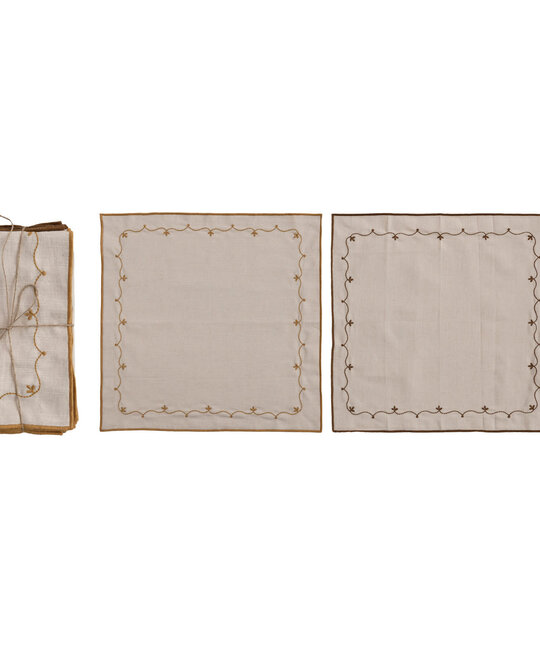 Creative Co-Op - CCO CCO HGKL - Floral Embroidery Cotton Napkins, Set of 4