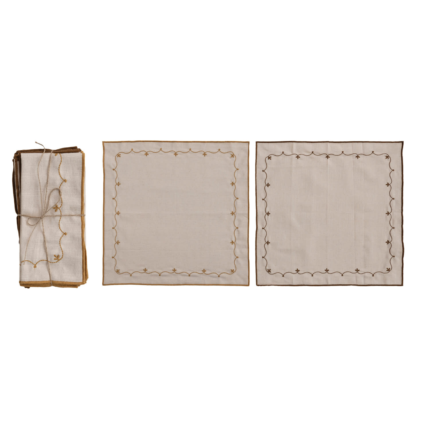 Creative Co-Op - CCO CCO HGKL - Floral Embroidery Cotton Napkins, Set of 4