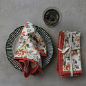 Creative Co-Op - CCO CCO HGKL - Printed Floral Napkins with Ruffle Edge, Set of 4