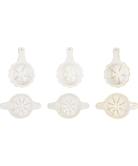 Creative Co-Op - CCO CCO HG - Stripe Stoneware Tea Strainer (Assorted)