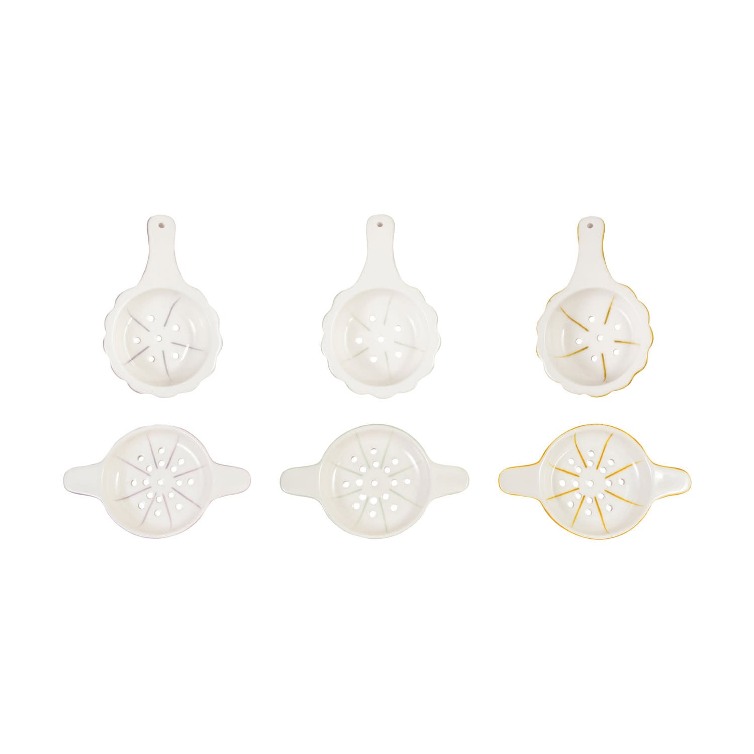 Creative Co-Op - CCO CCO HG - Stripe Stoneware Tea Strainer (Assorted)