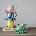 Creative Co-Op - CCO CCO HG - Striped Mug and Ruffled Saucer Set (14 oz) (assorted)