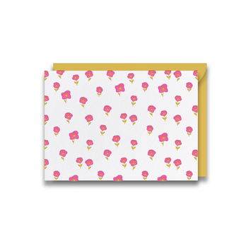 Gus and Ruby Letterpress - GR GR NSBL - Pink + Gold Floral 4Bar, Set of 8