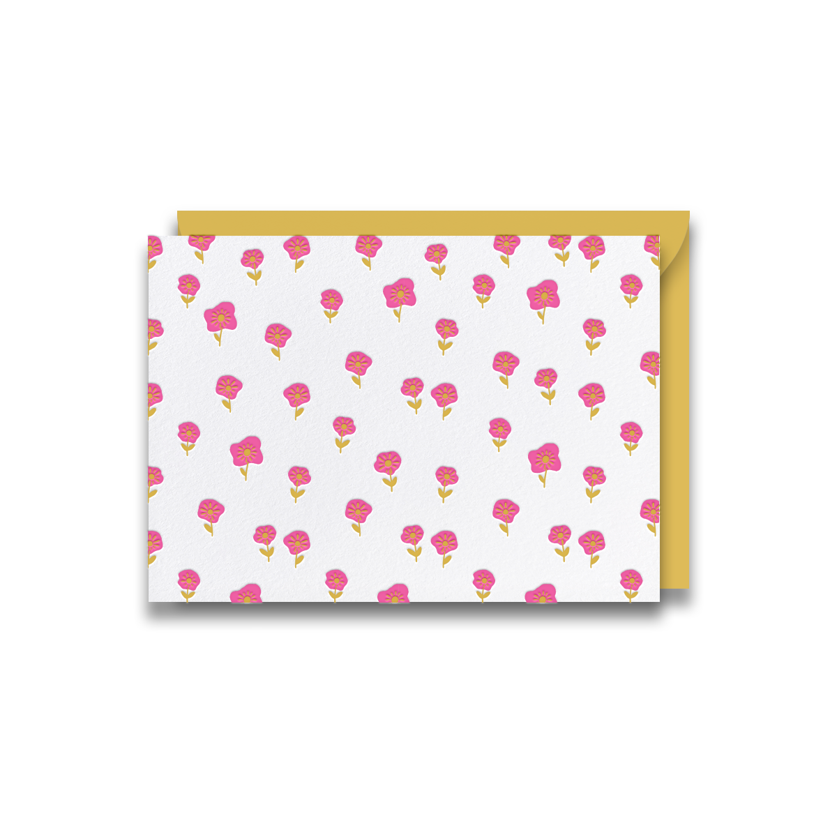 Gus and Ruby Letterpress - GR GR NSBL - Pink + Gold Floral 4Bar, Set of 8
