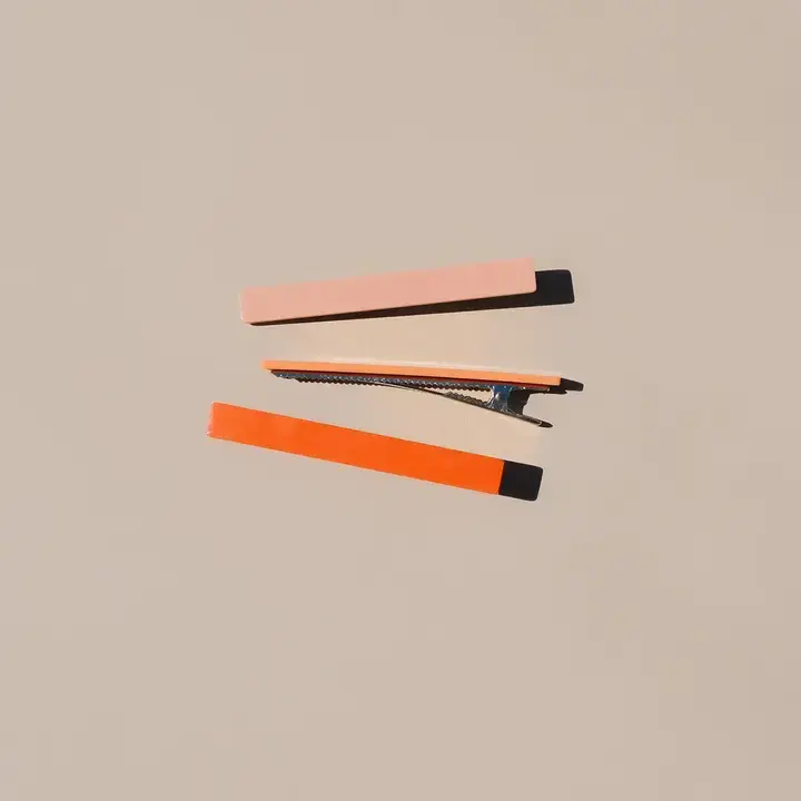 Nat + Noor - NAN NAN ACHA - Evie Hair Clip Set of 3 in Mango