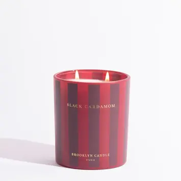 Brooklyn Candle Studio - BCS BCS CALA - Black Cardamom Candle Double Wick, Holiday Stripe