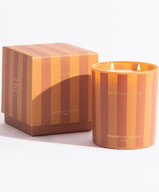 Brooklyn Candle Studio - BCS BCS CALA - Gingerbread Candle Double Wick, Holiday Stripe