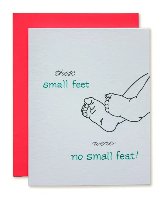 Ladyfingers Letterpress - LF LFGCBA0020 - Small Feat Small Feet Baby Card