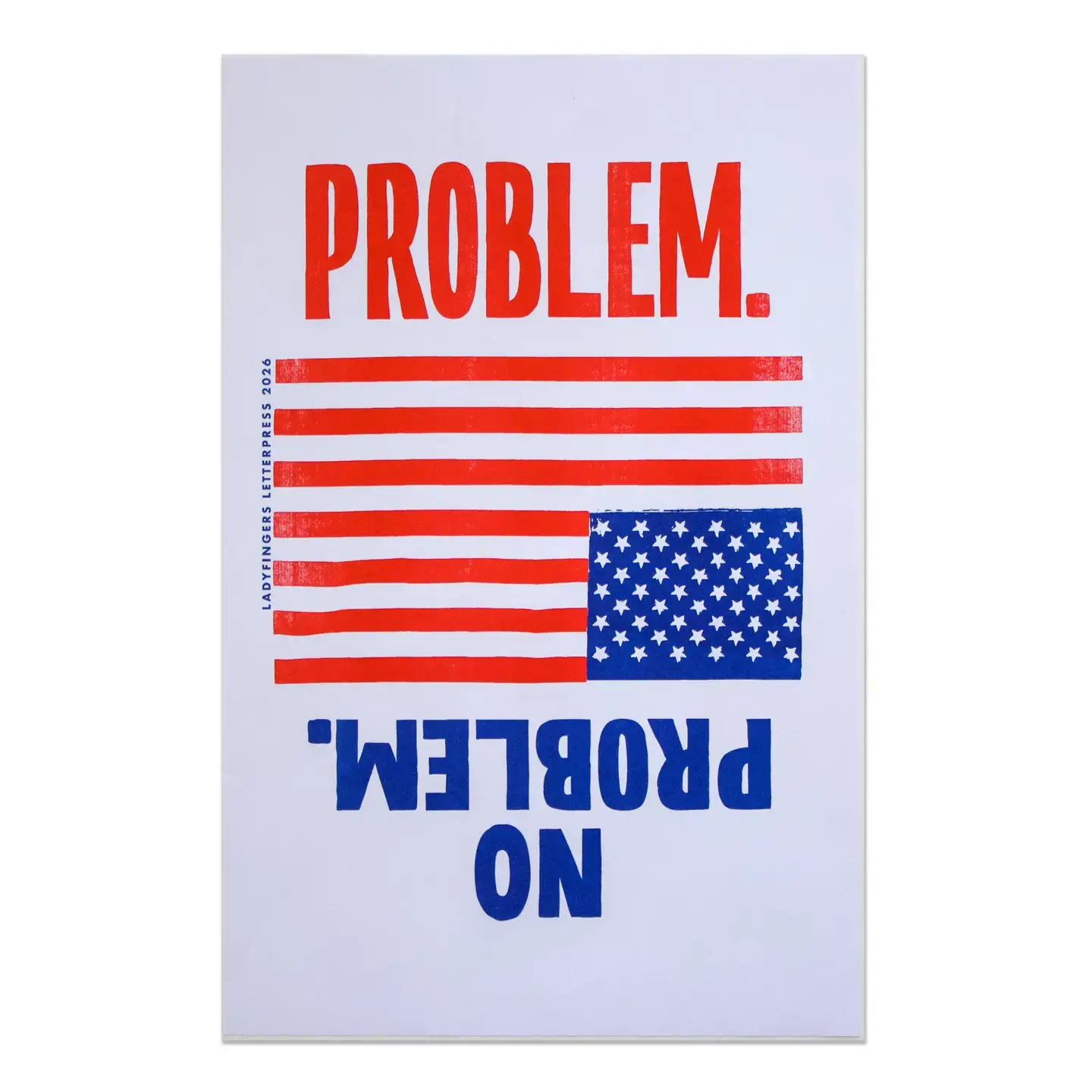 Ladyfingers Letterpress - LF LF PR - Problem, No Problem Flag  Protest Poster