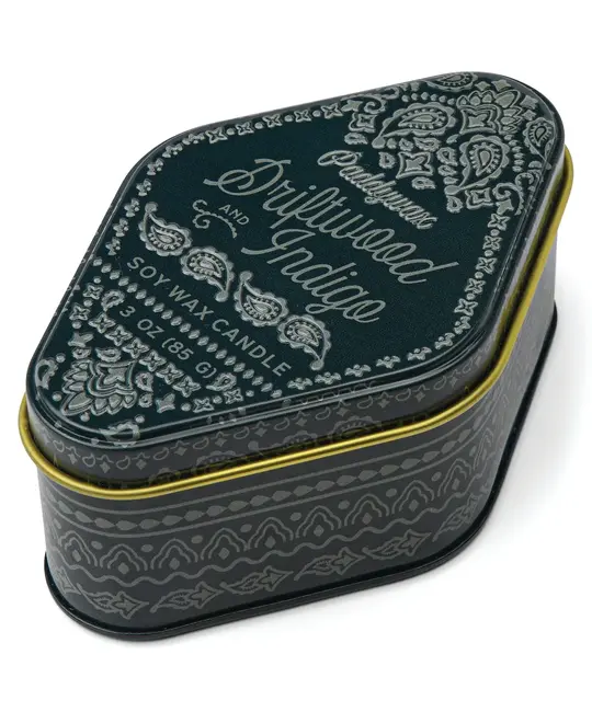 Paddywax - PA PA CASM - Driftwood & Indigo Bandana Station Tin 3.5 oz Candle