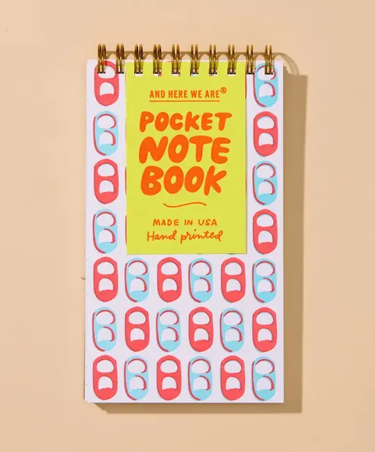 and Here We Are - AHW AHW NBPO - Soda Can Tabs Top Spiral Pocket Notebook, Lined