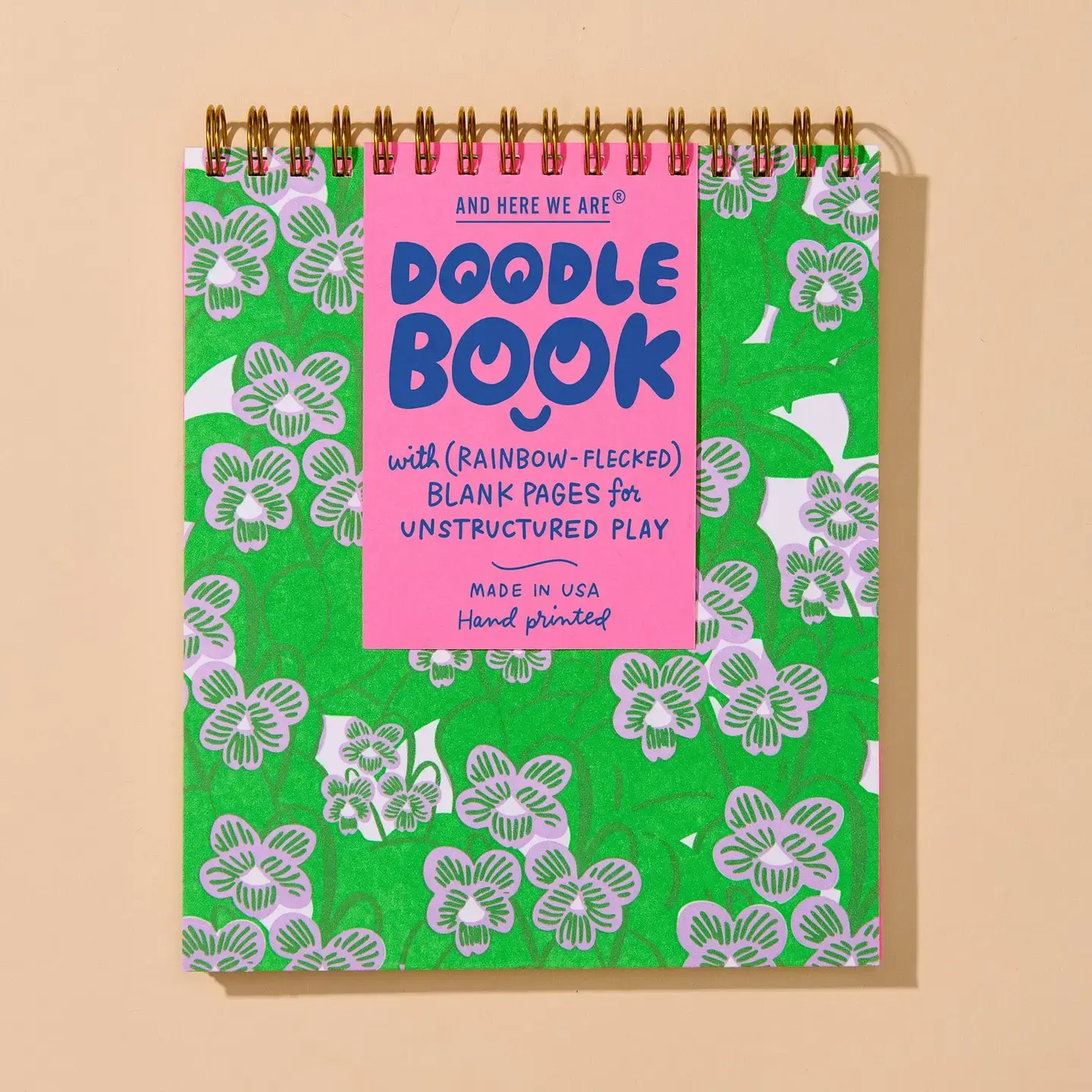 and Here We Are - AHW AHW NBBL - Violets Doodle BookTop Spiral Square Notebook, Blank