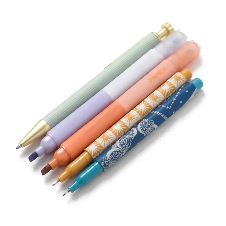 Papier - PA PA OS - Solstice Mixed Pen & Highlighter Set of 5